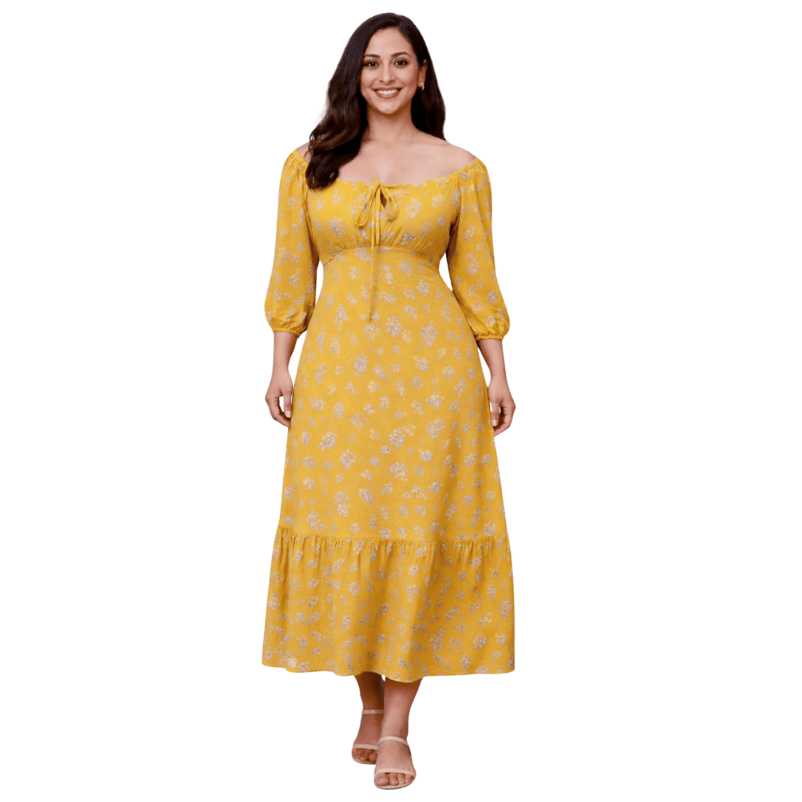 Off-shoulder Viscose Maxi dress - Image 1