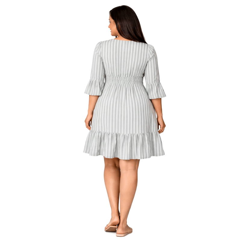 V-Neckline Stripped Mini dress - Image 2