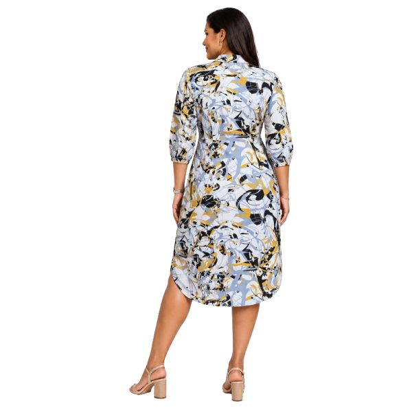 Collar neckline Midi dress with buttons - Image 2