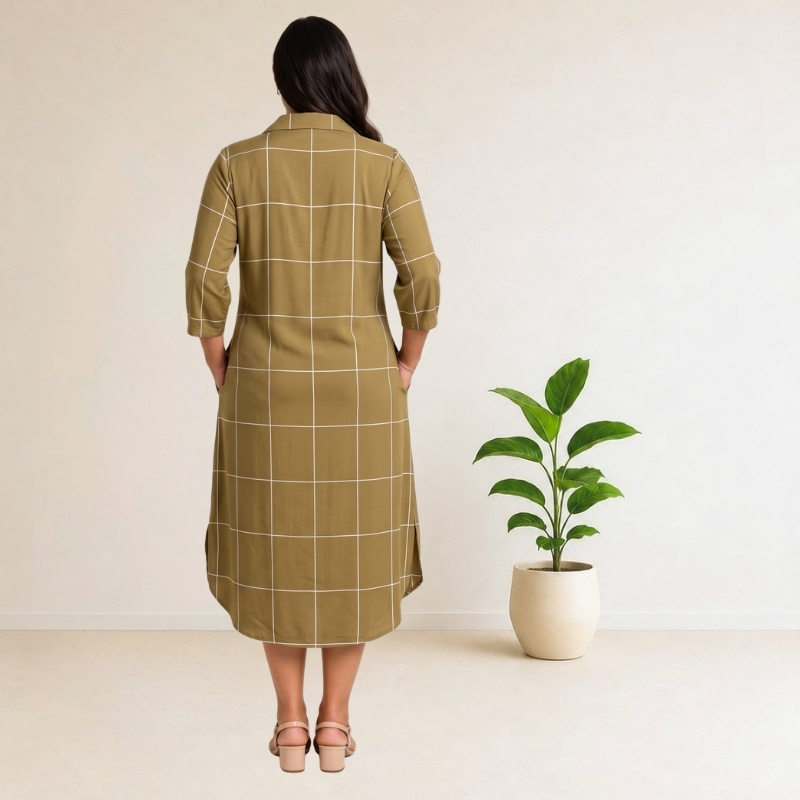 Grid pattern Midi Dress